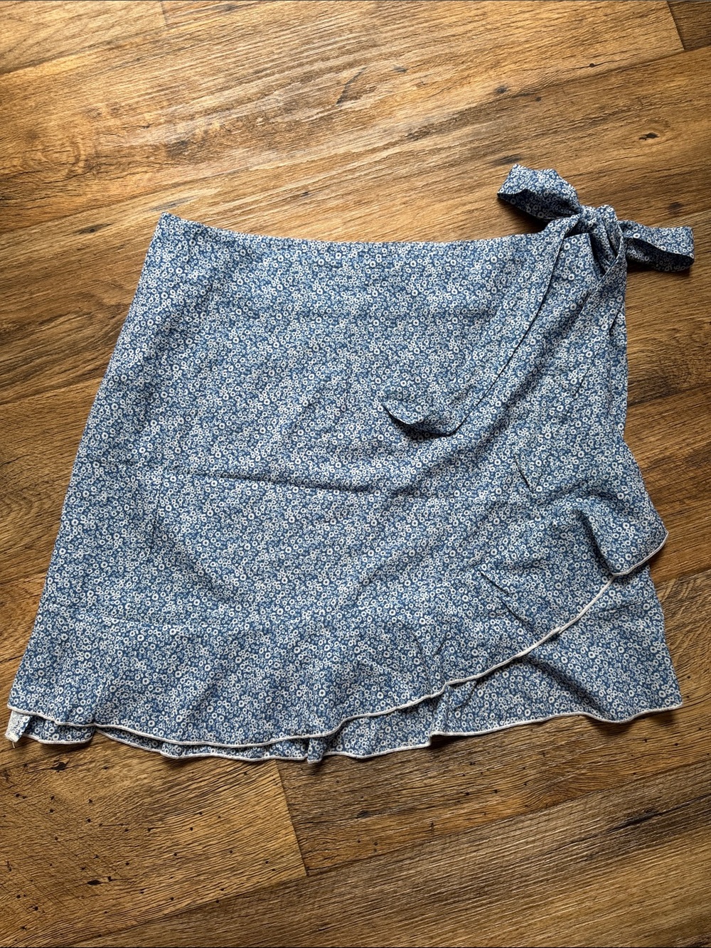 Floral Blue Wrap Mini Skirt